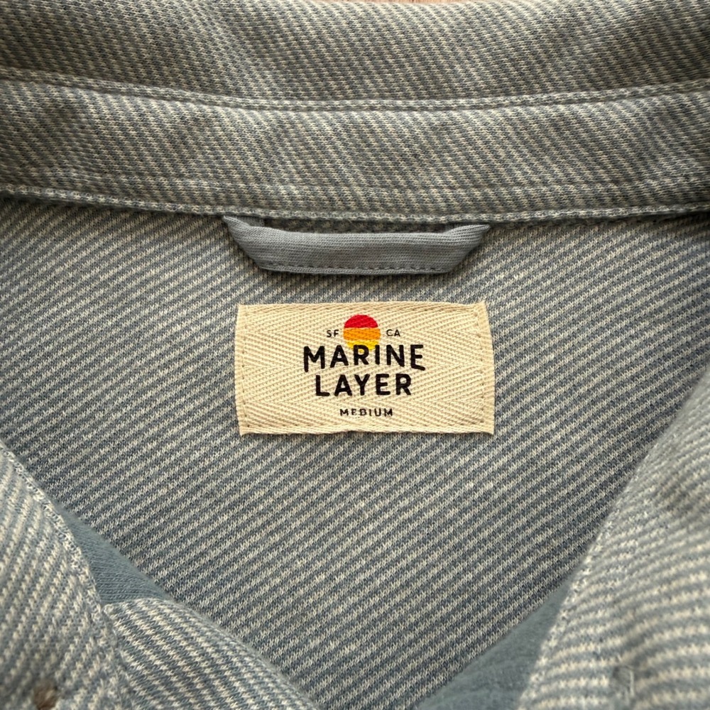 Marine Layer Pacifica Stretch Twill Shirt Mens Medium Blue Multi Stripe NWT - Picture 5 of 9